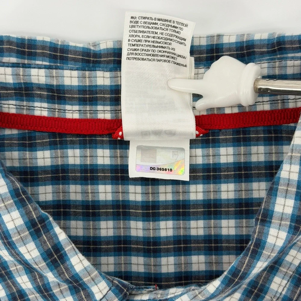The North Face Plaid Button Down Shirt Mens M Blue White Long Sleeve Pocket